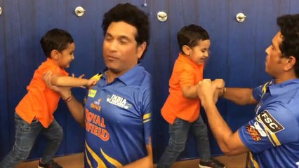 Sachin Tendulkar's boxing match with Irfan Pathan son