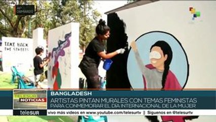 Bangladesh: pintan murales por el Día Internacional de la Mujer