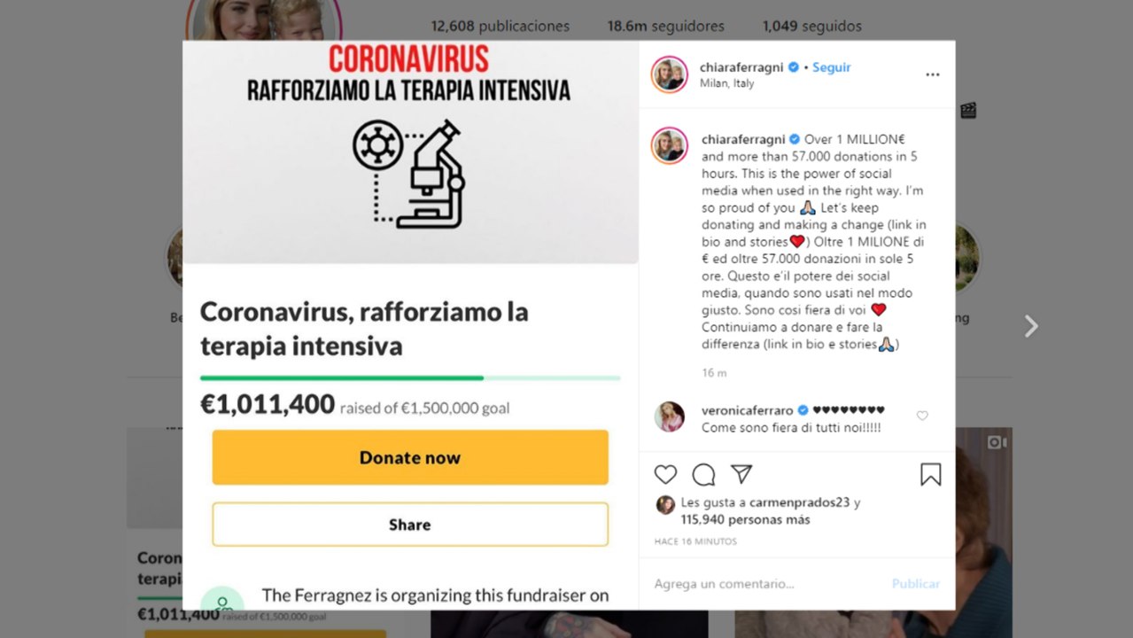 Los famosos italianos unen fuerzas para luchar contra el coronavirus