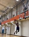 Shirtless Guy Backflips While Throwing Basketball and His Friend Catches to do Slam Dunk