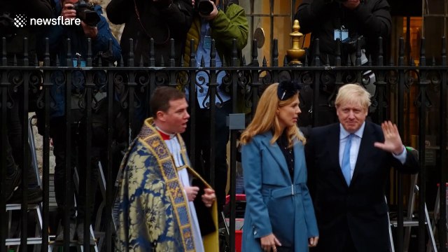 Boris Johnson and Carrie Symonds in Westminster on Commonwealth Day