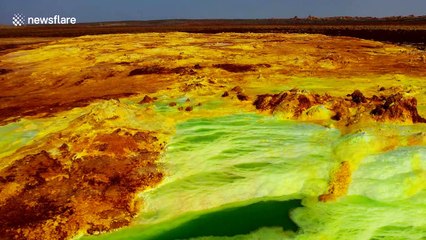 Incredible drone footage showcases Ethiopia's Danakil Depression, the world's hottest place