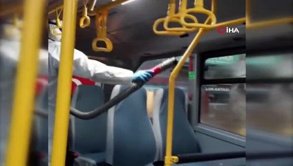 Gemlik otobüslerinde korona virüse karşı ilaçlama