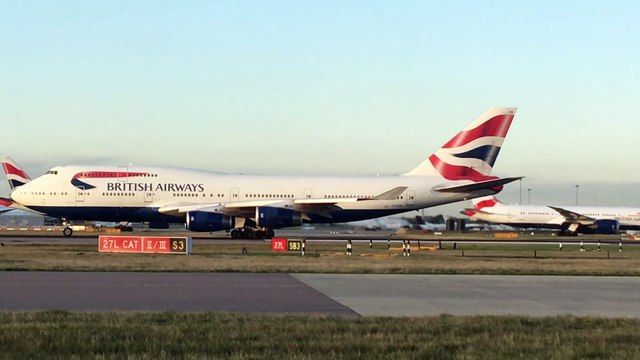 BA B747 Take off at London Heathrow Airport today from Heathrow Tours.