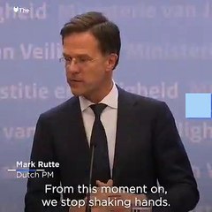 Dutch PM Mark Rutte, before promptly shaking hands.