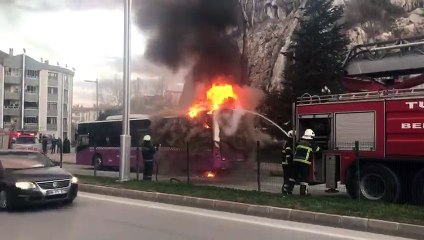 HAREKET HALİNDEKİ HALK OTOBÜSÜ ALEV ALDI