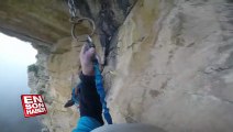 Tırmanış yapan adamın kamerası ile kaydettiği adrenalin dolu görüntüler