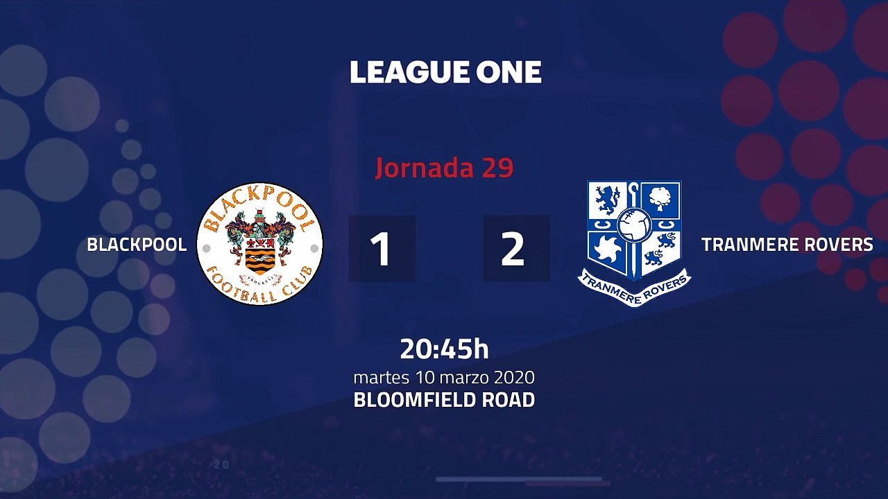 Resumen partido entre Blackpool y Tranmere Rovers Jornada 29 League One
