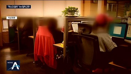 마스크 없이 붙어 앉은 콜센터