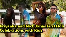 Wow !Priyanka Chopra DRUNK and Nick Jonas playing FUN Holi with Kids