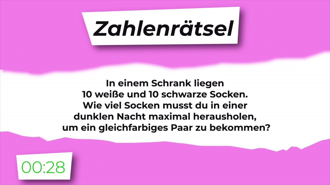 Zahlenrätsel: verschiedene Socken
