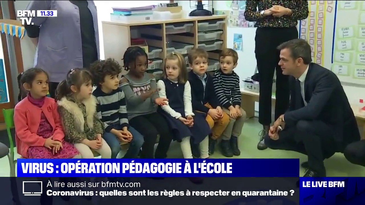 Virus: Jean-Michel Blanquer et Olivier Véran apprennent aux enfants à se laver les mains