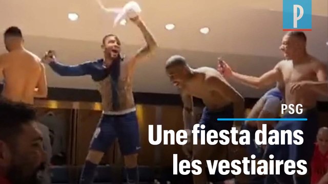 PSG-Dortmund : les joueurs font la fête dans les vestiaires après la victoire