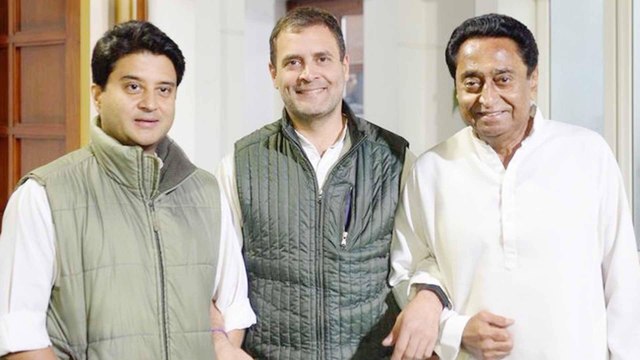 Rahul Gandhi retweets 2018 photo with Scindia, Kamal Nath