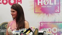 Jacqueline Fernandez Talk About Asim Riaz Success Of Mere Angne Mein Song Holi Celebration Event
