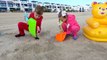 Diana and Roma on the beach! Playing with Sand and other Kids Toys