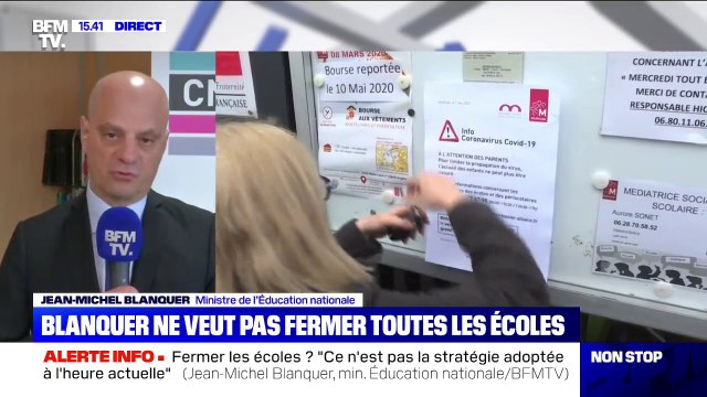 Virus: Selon Jean-Michel Blanquer, fermer les écoles n'est pas la stratégie adoptée