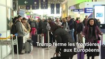 Coronavirus : à Roissy, touristes américains et français réagissent à l'annonce de Trump