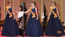 El vídeo de la Reina Letizia y sus vestidos de tono azul noche