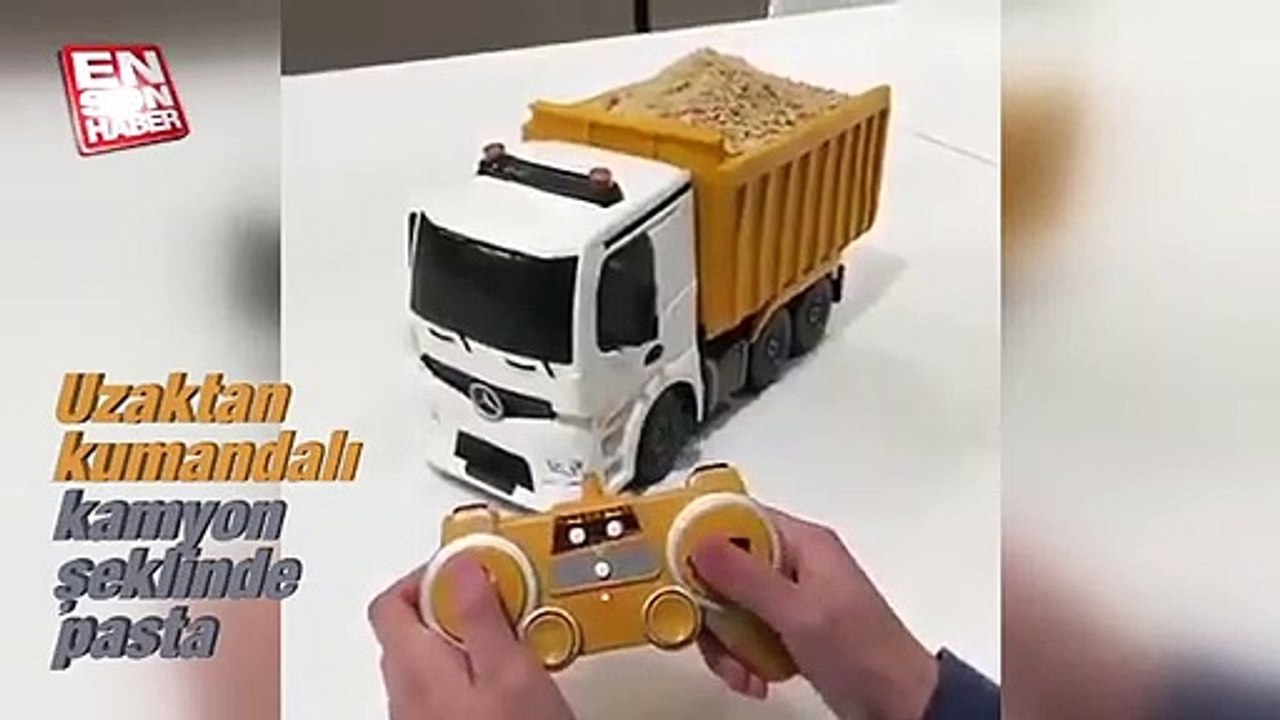 Uzaktan kumandalı kamyon şeklinde pasta | myelif