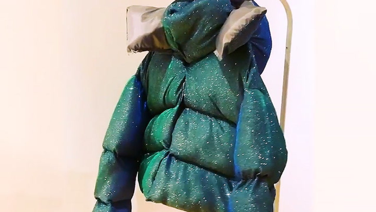 These glitter-covered puffer jackets are a fresh take on a beloved winter staple