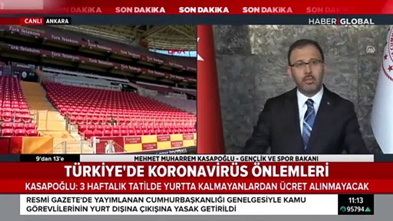 Gençlik ve Spor Bakanı Muharrem Kasapoğlu: "Nisan ayı sonuna kadar oynanacak maçların hiçbirine seyirci alınmayacak"