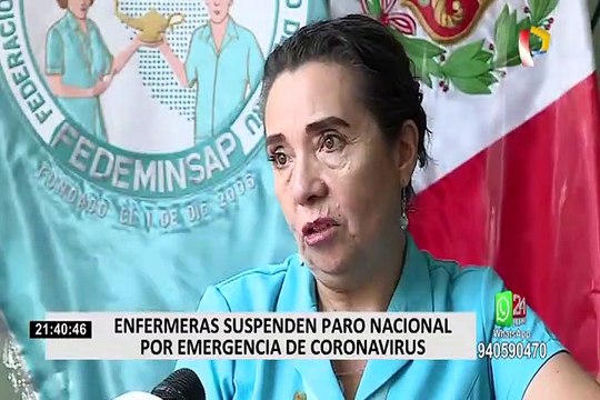 Enfermeras suspenden paro nacional por emergencia de coronavirus