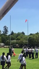 Cone Flip Lands on Top of Rugby Goals Post