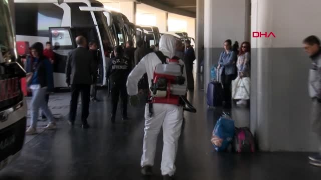 Otobüs terminali dezenfekte edildi