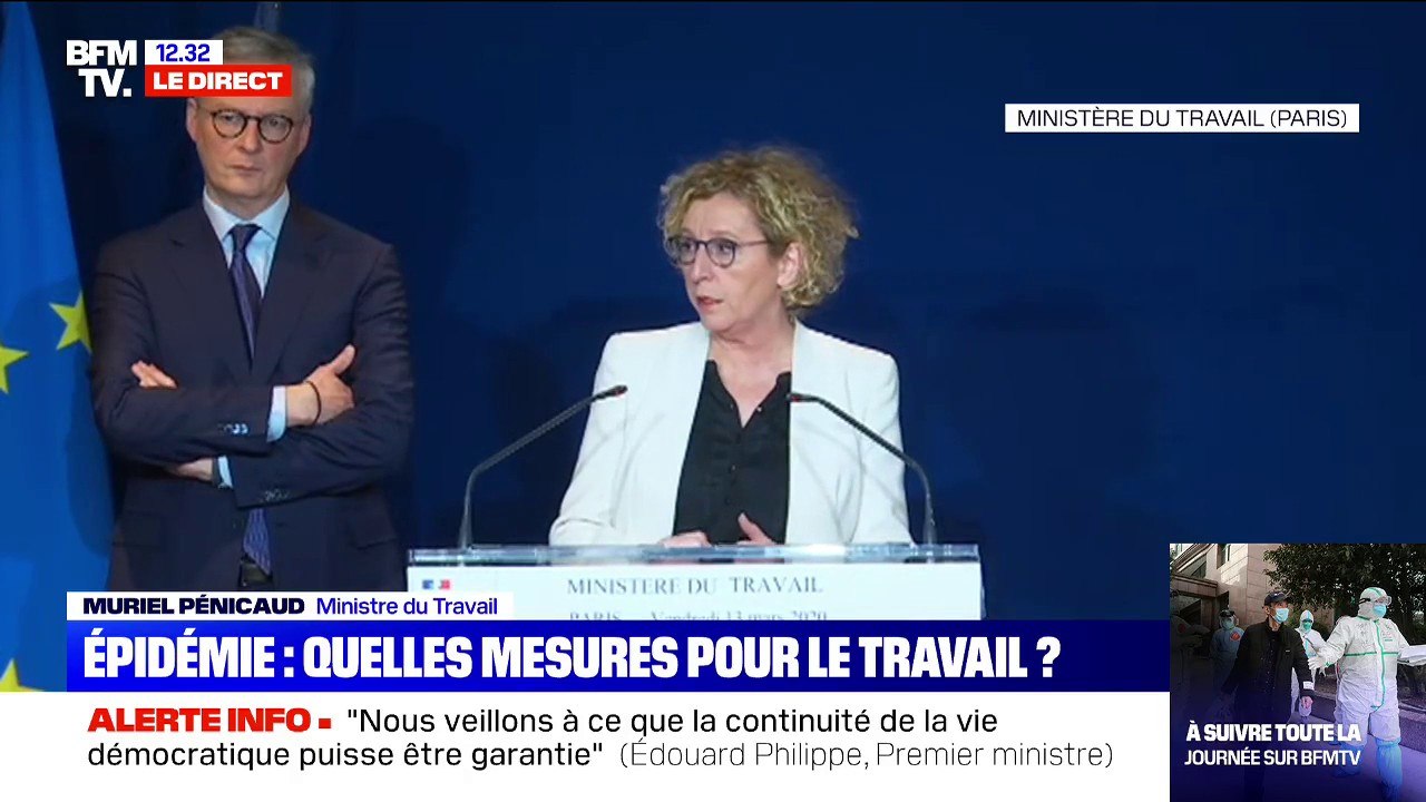 "Toute personne, tout salarié en chômage partiel (..) aura au moins 84% de son salaire net" annonce Muriel Pénicaud