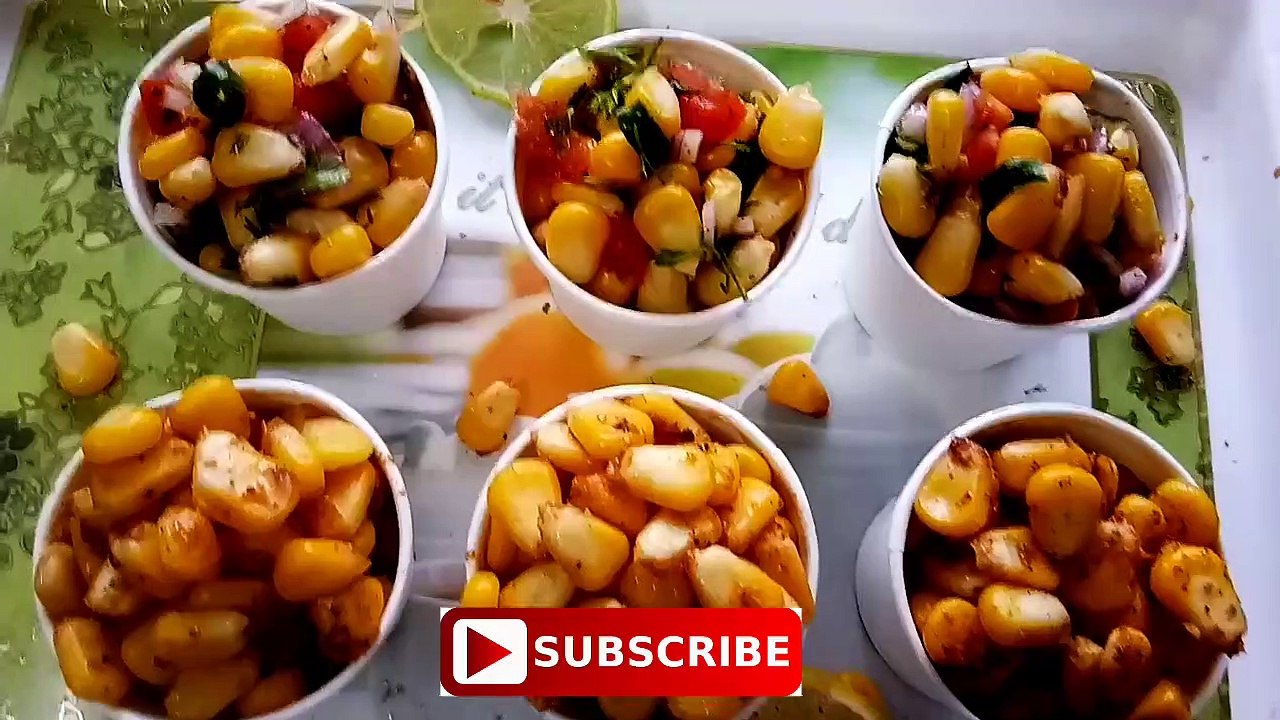 Masala sweet corn chaat recipe. Street food recipe sweet corn chaat