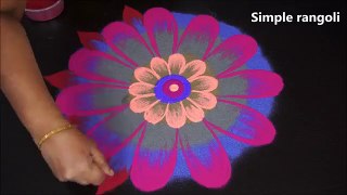 Best and beautiful flower rangoli designs   Navratri gray color Kolam   Freehand Simple muggulu