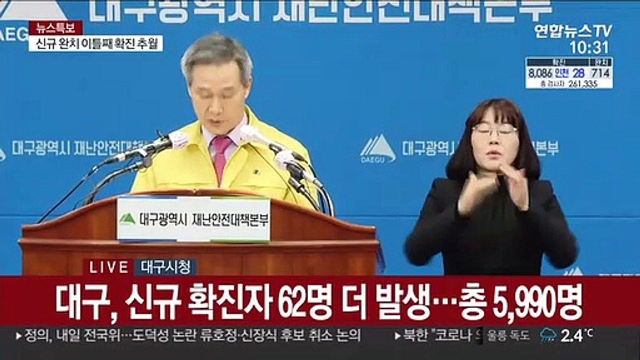 [현장연결] 대구, 신규 확진자 62명 더 발생…총 5,990명