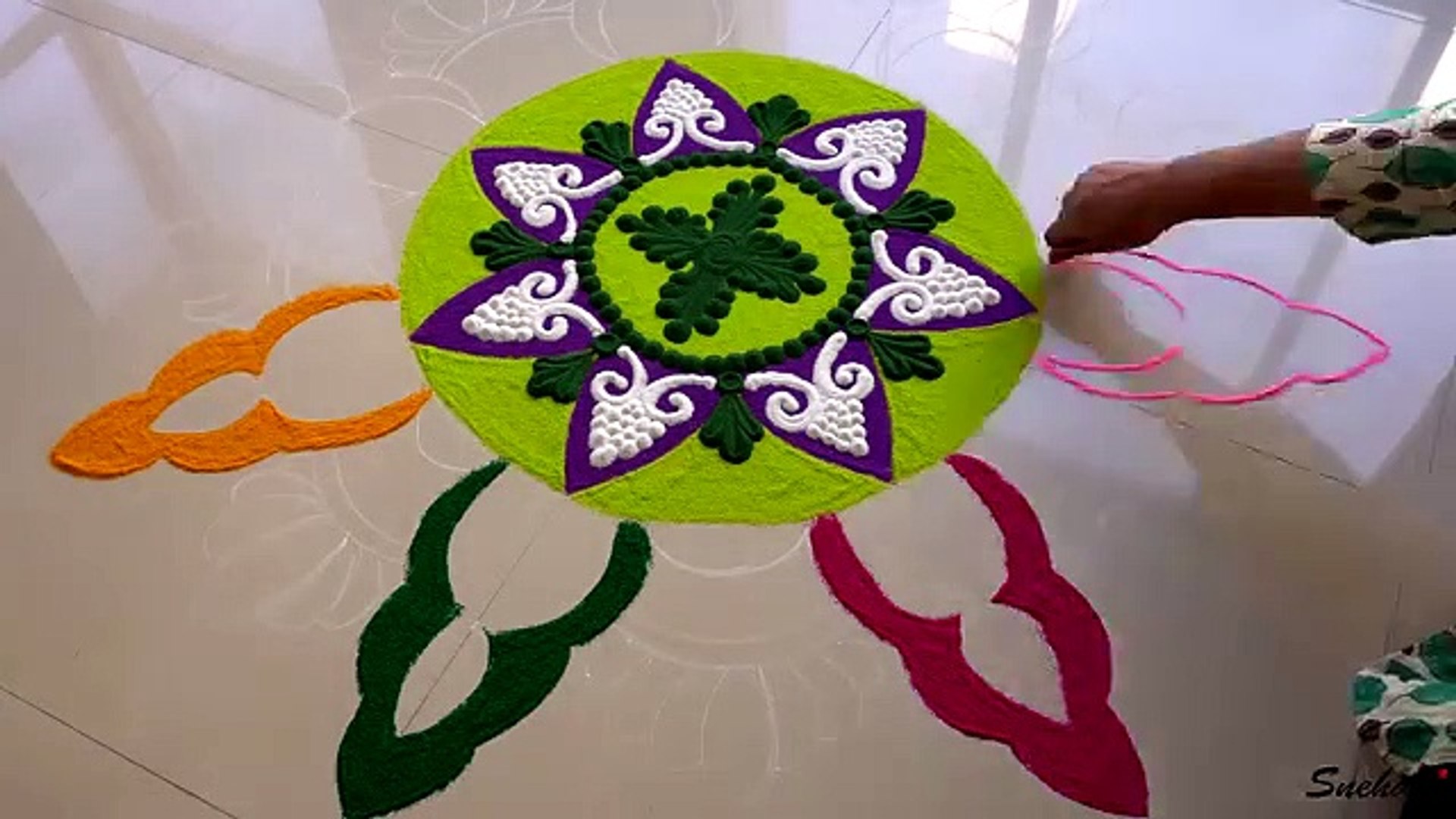 Best rangoli for diwali Easy rangoli designs by Sneha J - video Dailymotion