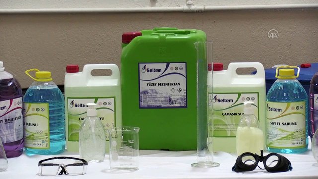 Meslek lisesi öğrencileri koronavirüse karşı dezenfektan üretti - KONYA