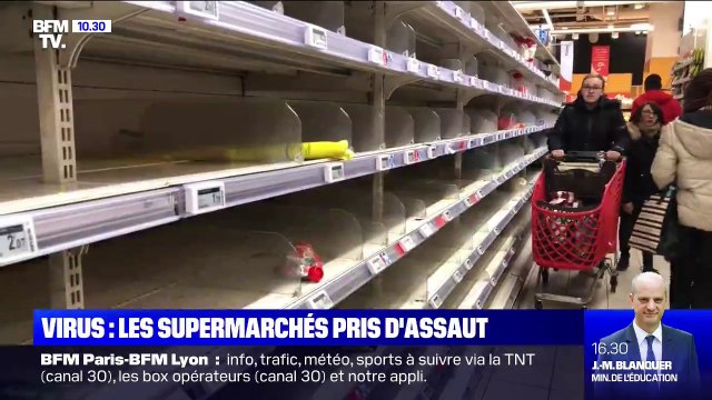 Coronavirus: par peur du manque, des supermarchés pris d'assaut
