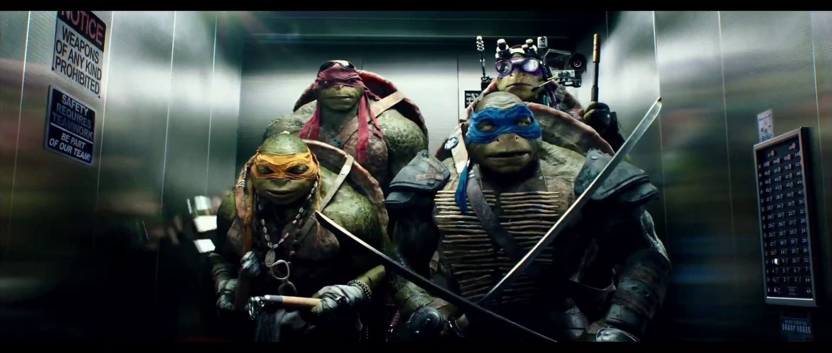 Teenage mutant Ninja turtles Lift scene