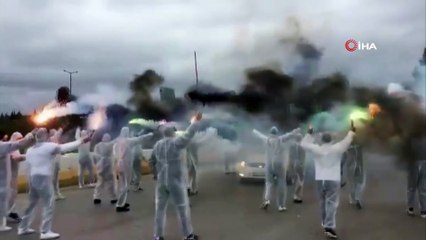 Kocaelisporlu taraftarlarından takımlarından ilginç uğurlama