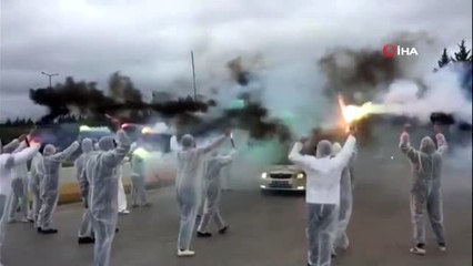 Kocaelisporlu taraftarlarından takımlarından ilginç uğurlama