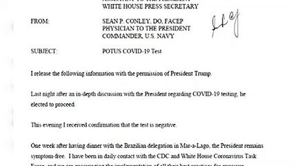 Trump da negativo en el test de coronavirus