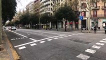 La Diagonal el primer dia laborable en estat d'alarma