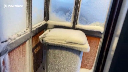 Blizzard in Iceland dumps thick layer of snow onto village