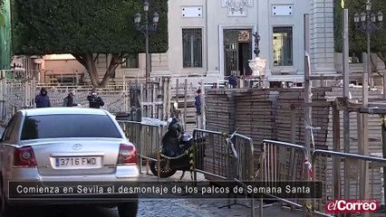 Comienza en Sevila el desmontaje de los palcos de Semana Santa