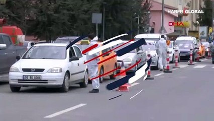 Fotoğraflar bugün Ankara'dan geldi! Sürücülerin ateşi ölçüldü, araçları dezenfekte edildi