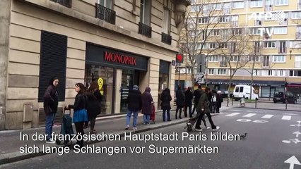 Große Menschenmengen vor Pariser Supermärkten vor Macron-Rede 🇫🇷