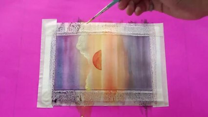 How to Draw a Sunset Scene easily-- Easy Sunset Painting with water colour