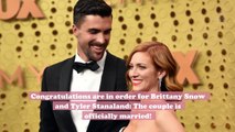 Brittany Snow just got married, and her long-sleeve wedding dress is aca-awesome