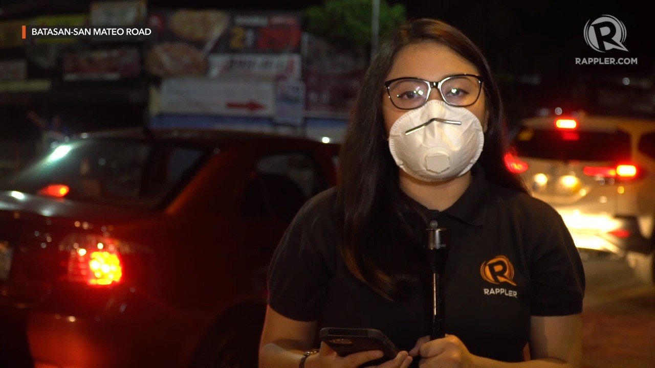 Traffic builds up at Batasan-San Mateo road check point as Luzon lockdown begins