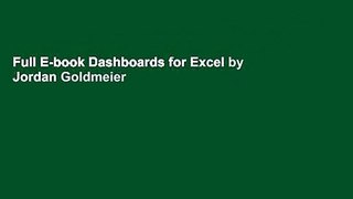 Full E-book Dashboards for Excel by Jordan Goldmeier