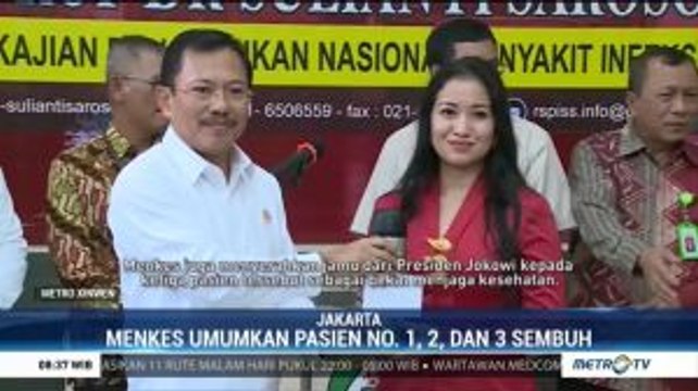 Menkes Berikan Jamu dari Jokowi untuk 3 Pasien Sembuh Corona